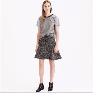 J. Crew Back, White, and Grey Textured Bouclé Tweed Mini Skirt Size 10